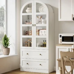 72" Tall Arched Kitchen Pantry Cabinet, Farmhouse Pantry Storage Cabinet With 2 Drawers & Glass Door, Freestanding Versatile Pantry Cabinets 27 72" Tall Arched Kitchen Pantry Cabinet, Farmhouse Pantry Storage Cabinet With 2 Drawers & Glass Door, Freestanding Versatile Pantry Cabinets -House Beautiful GUEST 7a409ef2 3e74 4067 85a8 2b1af72427a6