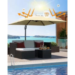 10Ft Offset Hanging Market Patio Umbrella, Outdoor Offset Cantilever Umbrella -House Beautiful GUEST 7a43d20b 415a 4106 958a e8a5bc82c84a