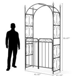 8FT Black Garden Arch With Gate ¨C Heavy-Duty Metal Arbor For Wedding Decor, Sturdy Steel Archway For Climbing Roses & Vines -House Beautiful GUEST 7a8d5cbb 0194 4c7c 9971 8ce787b39170