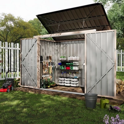 3x6 FT Metal Outdoor Storage Shed For 2 Trash Cans, Garbage Bin Storage With Chain Lid, Garden & Backyard Utility Shelter For Patio, Lawn 5 3x6 FT Metal Outdoor Storage Shed For 2 Trash Cans, Garbage Bin Storage With Chain Lid, Garden & Backyard Utility Shelter For Patio, Lawn - Image 3