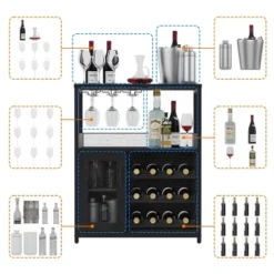 Wine Bar Rack Cabinet With Detachable Wine Rack, Coffee Barwith Glass Holder, Small Sideboard And Buffet Cabinet With Mesh Door -House Beautiful GUEST 7b2c0f19 4a69 4258 a0d7 8728f0fde251