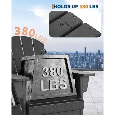 Folding Adirondack Chairs, HDPE Plastic Outdoor Chairs With Wood Texture - 380Lbs & Weather Resistant 6 Folding Adirondack Chairs, HDPE Plastic Outdoor Chairs With Wood Texture - 380Lbs & Weather Resistant - Image 4