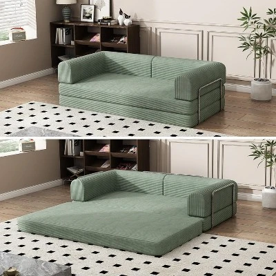 Convertible Corduroy Sleeper Sofa Bed,Folding Mattress Couch With Fixed-Shape Frame,3 Seater Fold Out Futon 10 Convertible Corduroy Sleeper Sofa Bed,Folding Mattress Couch With Fixed-Shape Frame,3 Seater Fold Out Futon - Image 8