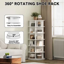 6 Tier Rotating Shoe Rack, 360° Revolving Free Standing Shoe Storage Organizer,Round Spinning Shoe Rack Tower,Vertical Spinning Shoes Display -House Beautiful GUEST 7b875906 2ea1 4700 92c7 ead699a87386