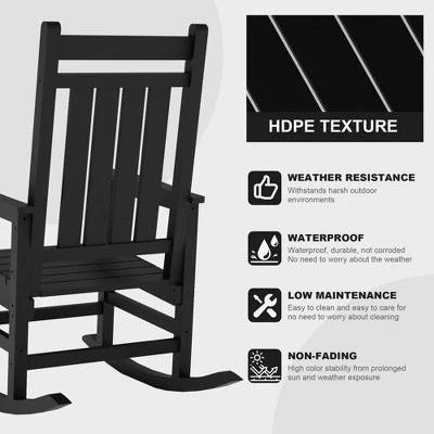 Adirondack Outdoor Rocking Chair, All Weather HDPE Plastic Patio Rocker Chair With Wide Armrests 8 Adirondack Outdoor Rocking Chair, All Weather HDPE Plastic Patio Rocker Chair With Wide Armrests - Image 6