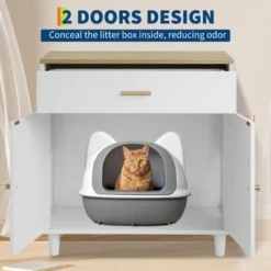 Cat Litter Box Cabinet Corner Hidden Litter Box Enclosure With Scratching Board Doors -House Beautiful GUEST 7c4f1514 3065 456d be5c 52373b4a171b