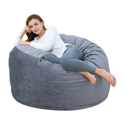 48 Inch Big Huge Giant Bean Bag Chair, Cozy Lazy Sofa With Memory Foam Fillings, Plush Velvet Machine Washable Cover For Adults/Kids, Black 12 48 Inch Big Huge Giant Bean Bag Chair, Cozy Lazy Sofa With Memory Foam Fillings, Plush Velvet Machine Washable Cover For Adults/Kids, Black - Image 10