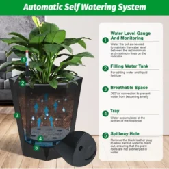 23 Inch Tall Outdoor Planters Set Of 2, Self Watering Pots For Indoor Plants With Water Level Monitor & Drainage Hole & Wheels,Black 14 23 Inch Tall Outdoor Planters Set Of 2, Self Watering Pots For Indoor Plants With Water Level Monitor & Drainage Hole & Wheels,Black -House Beautiful GUEST 7cb4e131 a80b 434d a74d 34cf2f297111