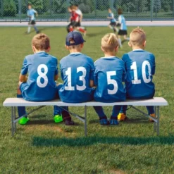 Portable Folding Bench 6 Foot 2-Pack, HDPE Plastic Bench With Carrying Handle For Outdoor, Picnic, Camping, Sports, White -House Beautiful GUEST 7ce635ff a822 459f 95d3 f810fc56426c