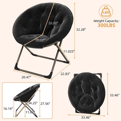 JojokaFolding Saucer Chair, Portable Soft Moon Chair With Folding Metal Frame, Faux Fur XL Circle Chair For Small Spaces, Living Room, Bedroom, 6 JojokaFolding Saucer Chair, Portable Soft Moon Chair With Folding Metal Frame, Faux Fur XL Circle Chair For Small Spaces, Living Room, Bedroom, - Image 4