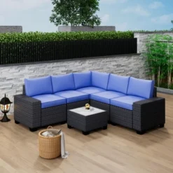 Jojoka 6 Pieces Outdoor Patio Sectional Furniture PE Rattan Sofa Set, All Weather Wicker Modular Patio Conversation Couch Sets With Coffee Table 23 Jojoka 6 Pieces Outdoor Patio Sectional Furniture PE Rattan Sofa Set, All Weather Wicker Modular Patio Conversation Couch Sets With Coffee Table -House Beautiful GUEST 7d641ee3 0eb1 4383 93e2 a0d533ea94be
