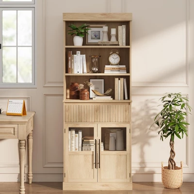 70" Kitchen Pantry Cabinet, Tall Storage Cabinets With Drawer & 2 Glass Doors And 3 Shelves, Floor Cabinet For Kitchen 7 70" Kitchen Pantry Cabinet, Tall Storage Cabinets With Drawer & 2 Glass Doors And 3 Shelves, Floor Cabinet For Kitchen - Image 5