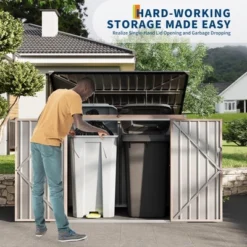 3x6 FT Metal Outdoor Storage Shed For 2 Trash Cans, Garbage Bin Storage With Chain Lid, Garden & Backyard Utility Shelter For Patio, Lawn 19 3x6 FT Metal Outdoor Storage Shed For 2 Trash Cans, Garbage Bin Storage With Chain Lid, Garden & Backyard Utility Shelter For Patio, Lawn -House Beautiful GUEST 7da930e6 2c49 412f a28c 8bd3b54827bb