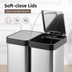 13 Gallon Dual Trash & Recycling Bin - Fingerprint Proof Stainless Steel, Double Lid, Hands-Free Step, Space-Saving Design 18 13 Gallon Dual Trash & Recycling Bin - Fingerprint Proof Stainless Steel, Double Lid, Hands-Free Step, Space-Saving Design -House Beautiful GUEST 7dc06182 95b9 4512 a01b 90220ee2a079