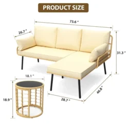 3-Piece L-Shaped Patio Furniture Set, All-Weather Outdoor Sectional Sofa With Cushions & Glass Coffee Table 11 3-Piece L-Shaped Patio Furniture Set, All-Weather Outdoor Sectional Sofa With Cushions & Glass Coffee Table -House Beautiful GUEST 7dc0fe56 a916 4bb4 85d8 ff9c03334af9