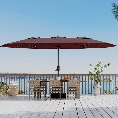 Jojoka 15FT Large Patio Umbrella With Base,Double-Sided Outdoor Market Rectangle Umbrellas For 2-8 People 10 Jojoka 15FT Large Patio Umbrella With Base,Double-Sided Outdoor Market Rectangle Umbrellas For 2-8 People - Image 8