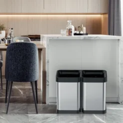 2×5.3 Gallon (20L) Dual Compartment Open Top Trash Can, Fingerprint Proof Brushed Stainless Steel, Anti-Slip Base, Garbage Bag Fixing Holes, Silver 16 2×5.3 Gallon (20L) Dual Compartment Open Top Trash Can, Fingerprint Proof Brushed Stainless Steel, Anti-Slip Base, Garbage Bag Fixing Holes, Silver -House Beautiful GUEST 7de2f795 324a 4010 8898 f6fb2a5ba1de
