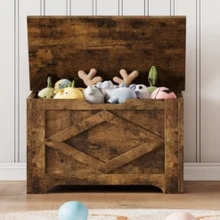 Jojoka Storage Chest, Storage Bench With Safety Hinge, Farmhouse Style Wooden Toy Chest For Entryway, -House Beautiful GUEST 7df5fac5 900a 456c 8fba cbc346646e19