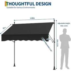 118’’x67’’ Manual Retractable Awning, Freestanding Patio Awning With Crank Handle 16 118’’x67’’ Manual Retractable Awning, Freestanding Patio Awning With Crank Handle -House Beautiful GUEST 7e046647 f7f7 4fca 8e60 cb2bce95012a