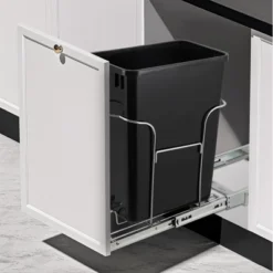 Pull-Out Under Cabinet Trash Can Organizer, Stainless Steel Slide-Out Holder, Adjustable Shelf For 30L Bin, Black -House Beautiful GUEST 7e12597c 0a36 4849 9543 d178f4f5d7ba