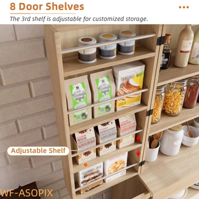 72" Tall Modern Pantry Cabinet With 4 Doors, Drawer & Adjustable Shelves 4 72" Tall Modern Pantry Cabinet With 4 Doors, Drawer & Adjustable Shelves - Image 2