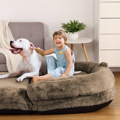 Human Giant Dog Bed For Adults, Foldable Lazy Sofa Pet Bed, Washable Corduroy Nap Pet Sofa For Men Women & Pets, Faux Fur Cover 9 Human Giant Dog Bed For Adults, Foldable Lazy Sofa Pet Bed, Washable Corduroy Nap Pet Sofa For Men Women & Pets, Faux Fur Cover - Image 7