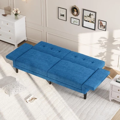 89" Futon Sofa Bed, Convertible Sleeper Sofa With Adjustable Backrest & Armrest, Modern Futon Couch Bed, Loveseat 5 89" Futon Sofa Bed, Convertible Sleeper Sofa With Adjustable Backrest & Armrest, Modern Futon Couch Bed, Loveseat - Image 3