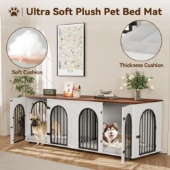 71" Large Dog Crate Furniture For 2 Dogs, Wooden Double Dog Crate With Door, Indoor Dog Kennel TV Stand With Divider And Cushion 15 71" Large Dog Crate Furniture For 2 Dogs, Wooden Double Dog Crate With Door, Indoor Dog Kennel TV Stand With Divider And Cushion -House Beautiful GUEST 7ee8e9ca 4d1d 421a b783 16c29d959aad