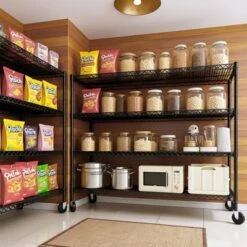 5 Tier Storage Shelves, Wire Shelving Unit With Wheels, 2200LBS Heavy Duty Garage Shelving For Warehouses, Pantry, Kitchen, School -House Beautiful GUEST 804d53d3 3eb3 4232 a07a 8645d51e59a5