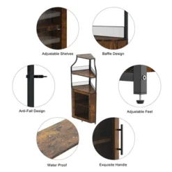 5-Tier Corner Bar Cabinet With Glass Holder & Barn Door, Farmhouse Liquor Storage With Adjustable Shelf For Kitchen, Dining Room, Home Bar, Retro -House Beautiful GUEST 81669625 3ebd 4641 a1b2 13a758a29ef6
