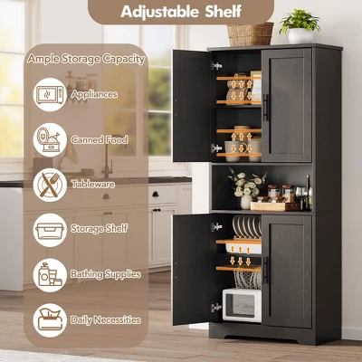 70-Inch Tall Kitchen Pantry Cabinet With 4 Doors And Adjustable Shelves, Freestanding Utility Hutch Cupboard, White 8 70-Inch Tall Kitchen Pantry Cabinet With 4 Doors And Adjustable Shelves, Freestanding Utility Hutch Cupboard, White - Image 6
