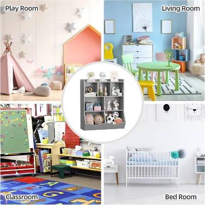 Toy Storage Cabinet, Three-Tier Kids Bookshelf And Bookcase For Storage Books And Toys, Multi Shelf With Cubby Cabinet 9 Toy Storage Cabinet, Three-Tier Kids Bookshelf And Bookcase For Storage Books And Toys, Multi Shelf With Cubby Cabinet - Image 7