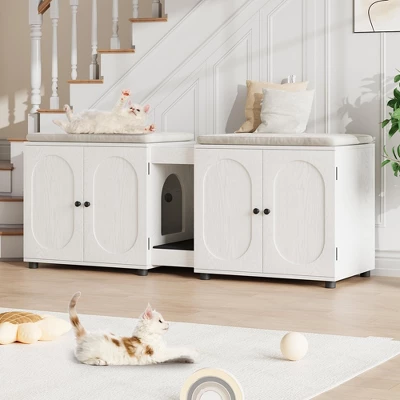 Cat Litter Box Enclosure 55.1" Double Litter Box Furniture Large Cat Box Enclosure Kitty Litter Box 11 Cat Litter Box Enclosure 55.1" Double Litter Box Furniture Large Cat Box Enclosure Kitty Litter Box - Image 9