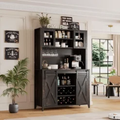Jojoka 70" Wine Coffee Bar Cabinet With Storage Hutch, Kitchen Pantry Liquor Cabinet With Sliding Barn Doors, Bottle Glasses Rack, Farmhouse Buffet 17 Jojoka 70" Wine Coffee Bar Cabinet With Storage Hutch, Kitchen Pantry Liquor Cabinet With Sliding Barn Doors, Bottle Glasses Rack, Farmhouse Buffet -House Beautiful GUEST 826ea80a d8a3 45b8 a000 7cb900625ab3