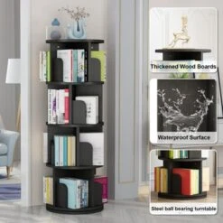 Rotating Bookshelf, 4-Tier Bookcase Storage Rack For Kids & Adults, Corner Spinning Book Shelf For Small Space, Wood Revolving Bookcase Organizer 12 Rotating Bookshelf, 4-Tier Bookcase Storage Rack For Kids & Adults, Corner Spinning Book Shelf For Small Space, Wood Revolving Bookcase Organizer -House Beautiful GUEST 8298e5f5 c5fc 49d1 b09e 7b71cdf03c3e