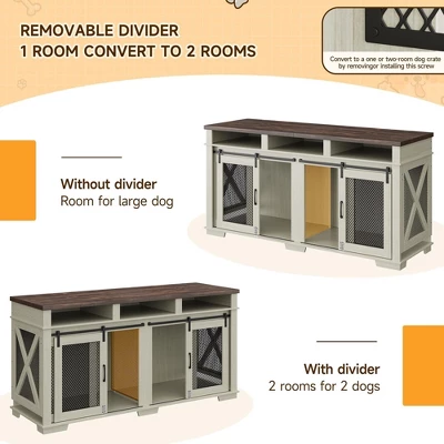 71" Dog Crate Furniture For 2 Dogs, Dog Kennel With 3 Storage Drawers & Removable Divider 5 71" Dog Crate Furniture For 2 Dogs, Dog Kennel With 3 Storage Drawers & Removable Divider - Image 3