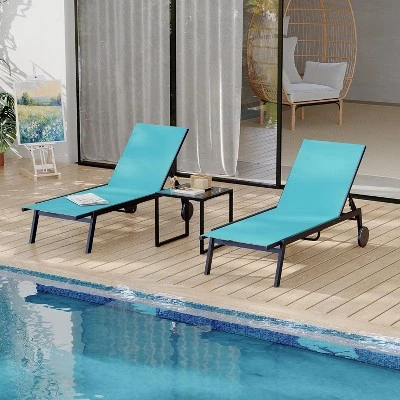 2 Patio Outdoor Textile Chaise Lounge Chairs With Side Table, Patio Chaise Lounge Set, 9 2 Patio Outdoor Textile Chaise Lounge Chairs With Side Table, Patio Chaise Lounge Set, - Image 7