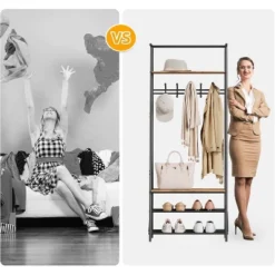 Coat Rack Shoe Bench With Double Row 8 Hooks, 3-Tier Shelf Entryway Hall Tree With Storage, Metal Frame Multifunctional Hallway Organizer, Hallway -House Beautiful GUEST 83af96c8 b38b 497a b9ae 08a26d104714