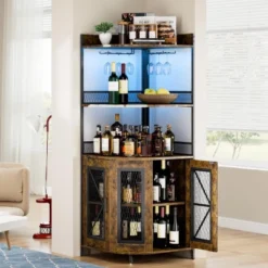 5-Tiers Corner Bar Cabinet With Power Outlet,64''Industrial Tall Wine Cabinet With Lights&Glass Holder, Liquor Cabinet With Storage 17 5-Tiers Corner Bar Cabinet With Power Outlet,64''Industrial Tall Wine Cabinet With Lights&Glass Holder, Liquor Cabinet With Storage -House Beautiful GUEST 83e875d0 ec00 4918 beac 40f920989e10