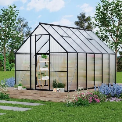 Greenhouse 8x10 FT Aluminum-Framed Heavy Duty Polycarbonate With Quick Setup Structure And Roof Vent 10 Greenhouse 8x10 FT Aluminum-Framed Heavy Duty Polycarbonate With Quick Setup Structure And Roof Vent - Image 8