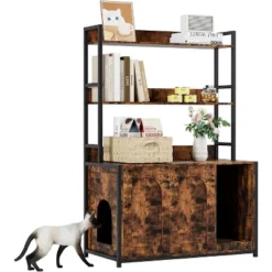 Cat Litter Box Enclosure With 2 Storage Shelves, Hidden Cat Furniture Cabinet With Double Doors, Scratch Pad, Indoor Cat House & Bookshelf Design 19 Cat Litter Box Enclosure With 2 Storage Shelves, Hidden Cat Furniture Cabinet With Double Doors, Scratch Pad, Indoor Cat House & Bookshelf Design -House Beautiful GUEST 84256184 571e 4762 8f24 bfab049efeb6