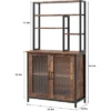 Bakers Rack With Cabinet, 5 Tier Microwave Stand 63.78", Baker Rack With Fluted Door Large Kitchen Oven Stand Tall Bar Cabinet, Retro Brown -House Beautiful GUEST 84651b1c 871b 44a0 92de 9a60f9bbb88e