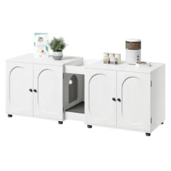 Double Cat Litter Box Enclosure 55.1",Hidden Litter Cabinet Furniture For 2 Cats With Rattan Doors -House Beautiful GUEST 846faa78 4ede 4269 9031 1391777fcfcc