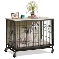 Dog Crate Furniture For Medium Dogs, 32.5" L X 21.9" W X 25.2" H Indoor Kennel With Double Doors, Wheels & Removable Tray 19 Dog Crate Furniture For Medium Dogs, 32.5" L X 21.9" W X 25.2" H Indoor Kennel With Double Doors, Wheels & Removable Tray -House Beautiful GUEST 84ce849e e1ef 4c96 bc3f 37f33bcad79c