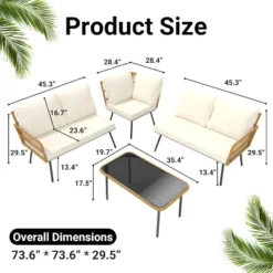 4 Pieces Outdoor Patio Furniture Set, All-Weather Wicker Rattan Sectional L-Shaped Set With Glass Top Coffee Table & Cushioned Chairs 13 4 Pieces Outdoor Patio Furniture Set, All-Weather Wicker Rattan Sectional L-Shaped Set With Glass Top Coffee Table & Cushioned Chairs -House Beautiful GUEST 853f71fb 4a1a 432c 8766 32aff20d79a9