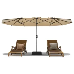 15 FT Double-Sided Rectangle Patio Market Umbrella With Base, Heavy Duty Waterproof And Windproof Umbrella, For Poolside, Lawn & Backyard 20 15 FT Double-Sided Rectangle Patio Market Umbrella With Base, Heavy Duty Waterproof And Windproof Umbrella, For Poolside, Lawn & Backyard -House Beautiful GUEST 85611ea7 bf8a 4fa1 95bb 136907dac60f