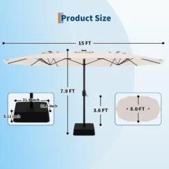 Jojoka 15FT Large Patio Umbrella With Base,Double-Sided Outdoor Market Rectangle Umbrellas For 2-8 People 16 Jojoka 15FT Large Patio Umbrella With Base,Double-Sided Outdoor Market Rectangle Umbrellas For 2-8 People -House Beautiful GUEST 8592940e ee40 40cb 97f0 d1e68d3bc27f