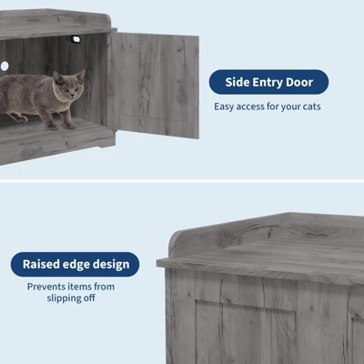 Cat Litter Box Enclosure Hidden Litter Box Cabinet With Wooden Barn Door 5 Cat Litter Box Enclosure Hidden Litter Box Cabinet With Wooden Barn Door - Image 3