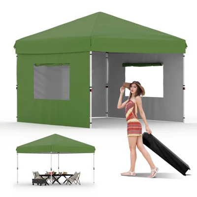 10'x10' Pop-Up Canopy Tent With 3 Sidewalls – Waterproof & UV Resistant Outdoor Gazebo, Easy-Up Sun Shade Shelter For Parties, Events, Black 13 10'x10' Pop-Up Canopy Tent With 3 Sidewalls – Waterproof & UV Resistant Outdoor Gazebo, Easy-Up Sun Shade Shelter For Parties, Events, Black - Image 11