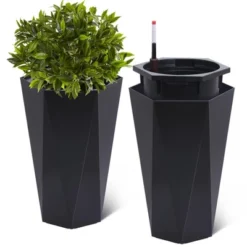23 Inch Tall Outdoor Planters Set Of 2, Self Watering Pots For Indoor Plants With Water Level Monitor & Drainage Hole & Wheels,Black 21 23 Inch Tall Outdoor Planters Set Of 2, Self Watering Pots For Indoor Plants With Water Level Monitor & Drainage Hole & Wheels,Black -House Beautiful GUEST 8750a163 8580 4b6c 928c 89dad5fd3293
